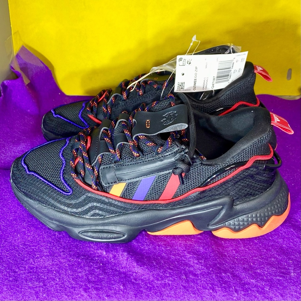 New Men’s Adidas Ozweego Zip Chinese New Year Shoes Black Orange Q47187 Size 7